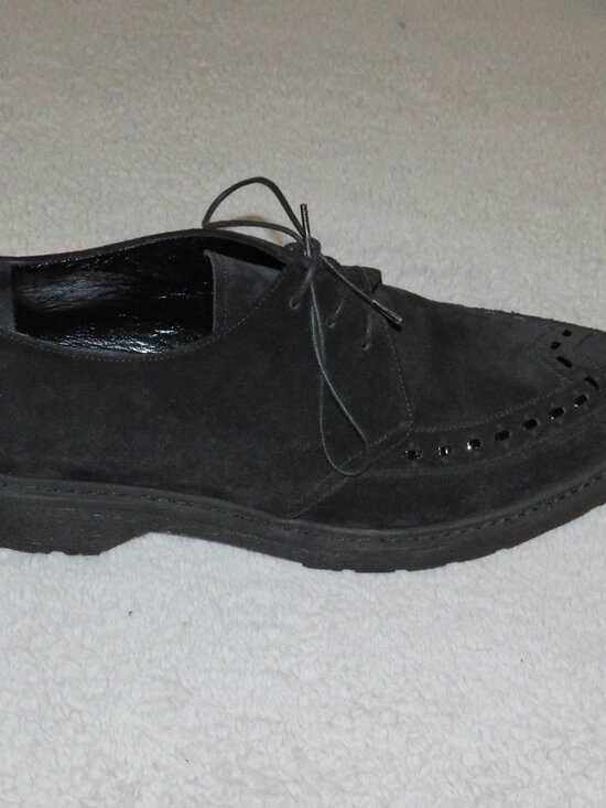 CELINE x Hedi Slimane FW19 Black Suede Creeper Lace-Up Shoes Size 9